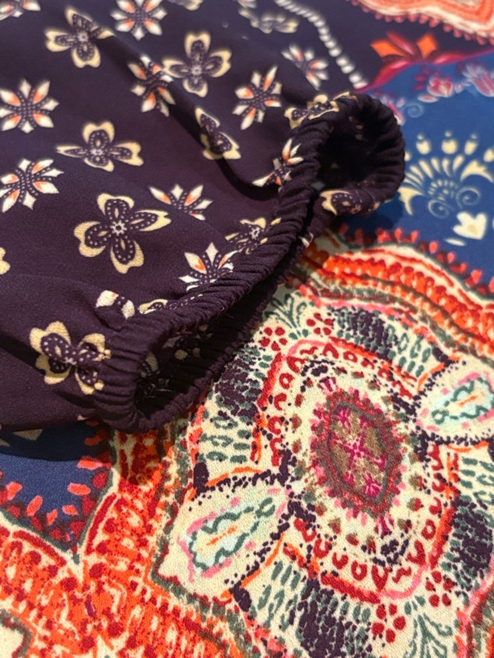 DR2 Navy Boho Top with Purple Tassel & Orange Medallion Print XS - Picture 11 of 11